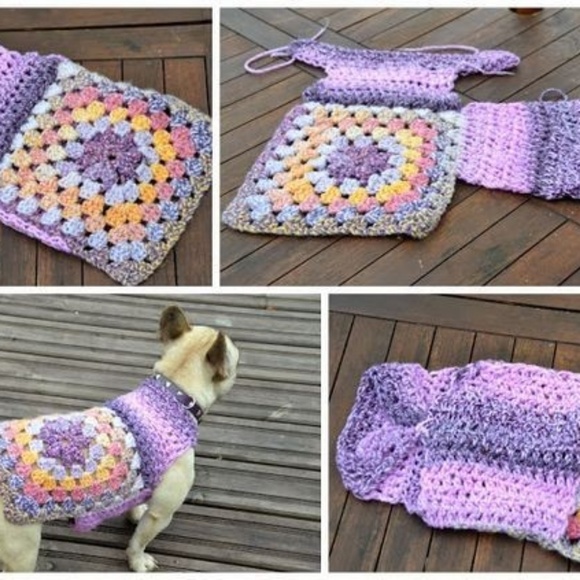 Dog sweaters Granny square crochet handmade - Picture 6 of 8